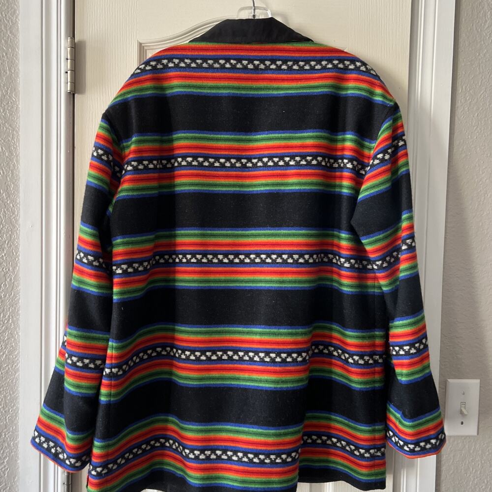 VTG Striped Southwestern Pendleton Knockabout Wool Coat Jacket Large EUC - Picture 11 of 16